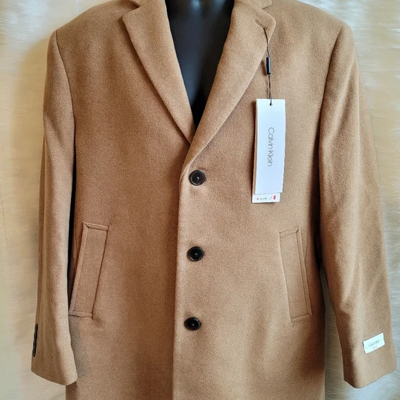 NWT MENS CALVIN KLEIN CAMEL COAT 40S Jackets & Coats
